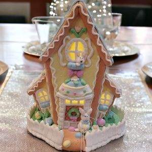 Spring Yellow Bunny Easter Gingerbread House Cupcakes and Cashmere New